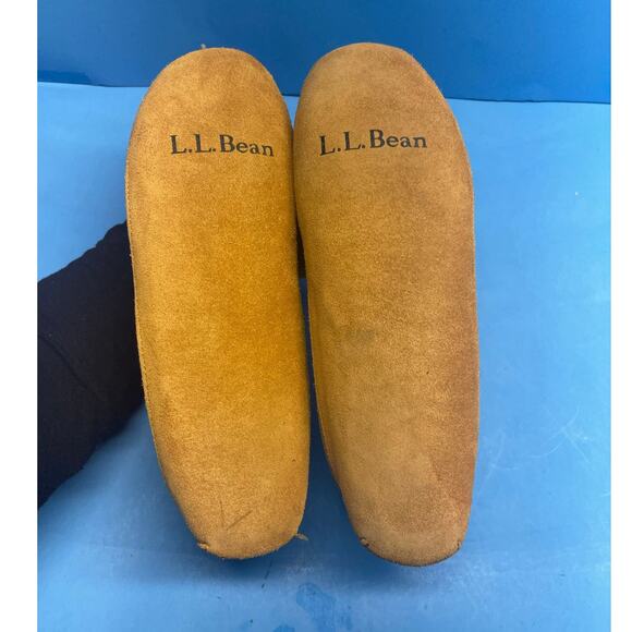 LL Bean Wicked Good Mocs Slippers Kids Size 5 Sheepskin Lamb Fur Moccasins Tan - Picture 6 of 11